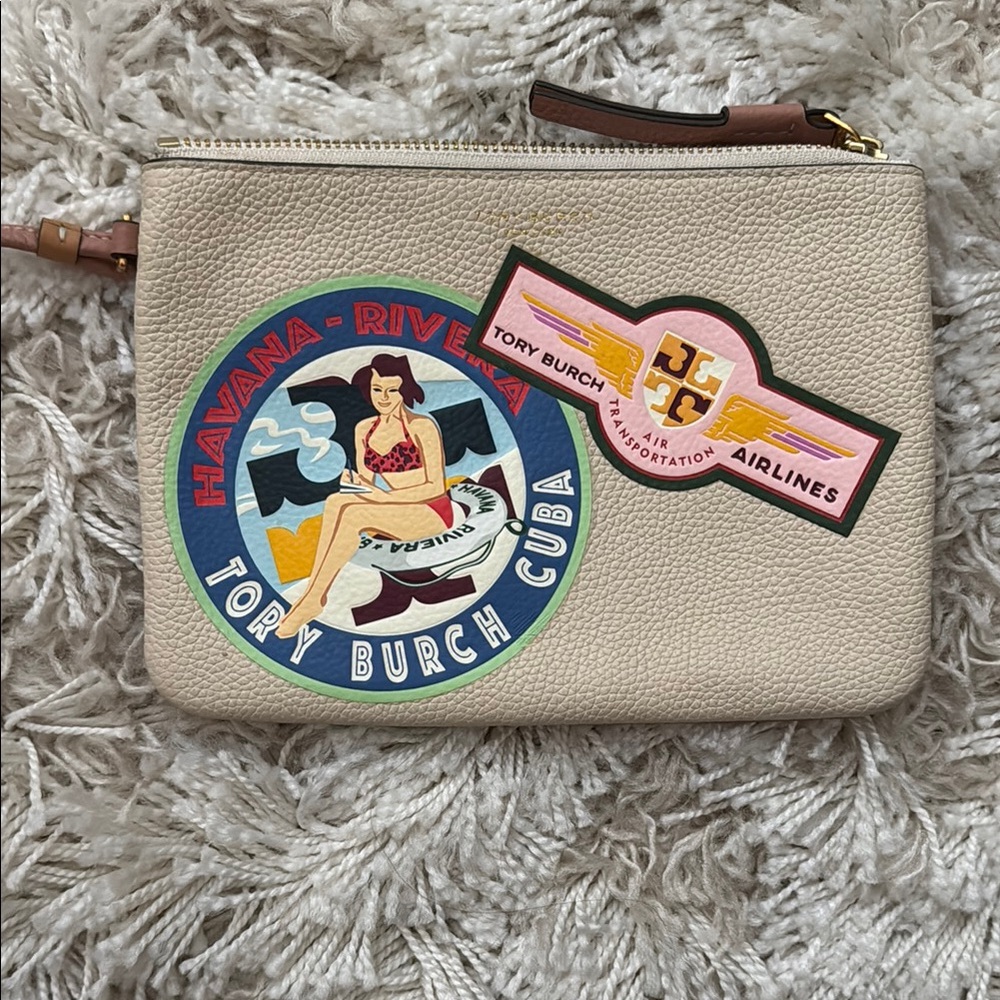 Tory Burch Cream Clutch with Colorful Accents - Picture 1 of 3